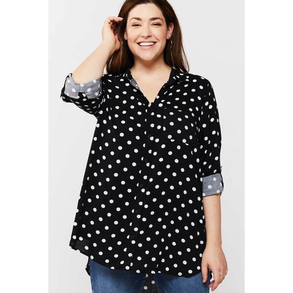 Velvet Heart Elisa Black White Dot Button-Up Shirt